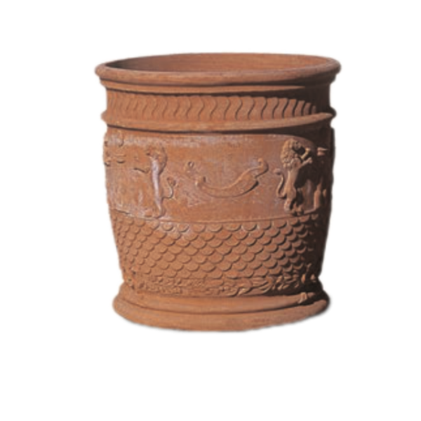 Terracotta Cylinder mit Löwe